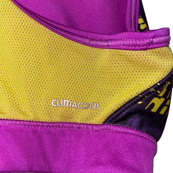 Adidas Women’s Tech Fit Clima Cool Sports Bra Size Small Purple Yellow Athletic - Picture 5 of 5
